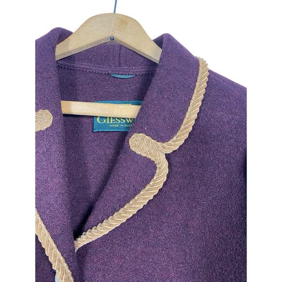 Giesswein Boiled Wool Jacket Size 40 US 10 Burgundy Red Preppy Quiet Luxury Coat - Picture 6 of 9